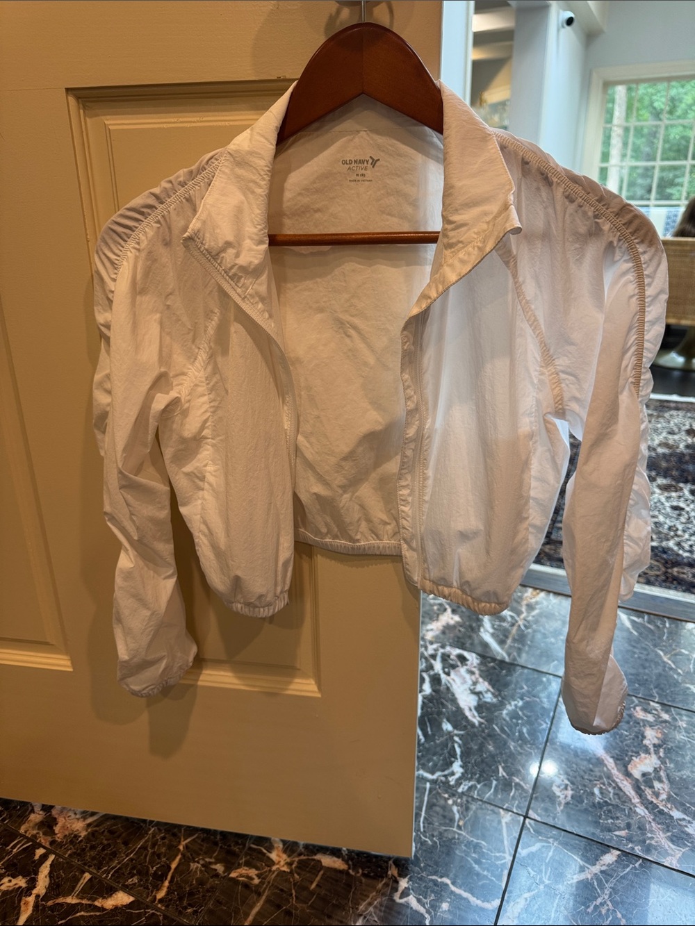 Old Navy White Cropped Bomber Jacket